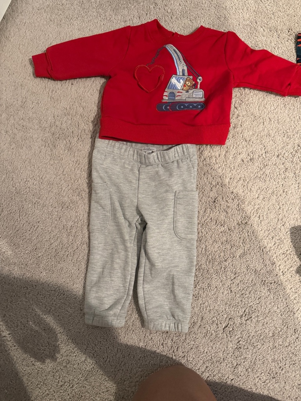 Red Excavator Sweatshirt & Gray Jogger Set - Kids